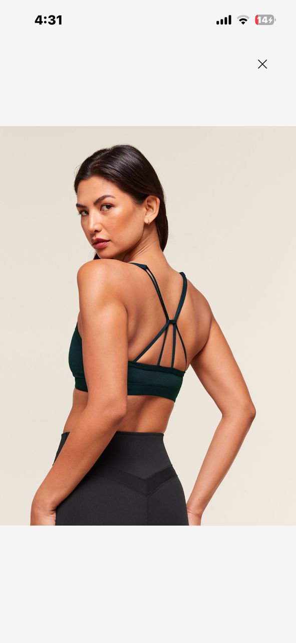 Ruched Strappy Sports Bra - Deep Petrol Blue | M