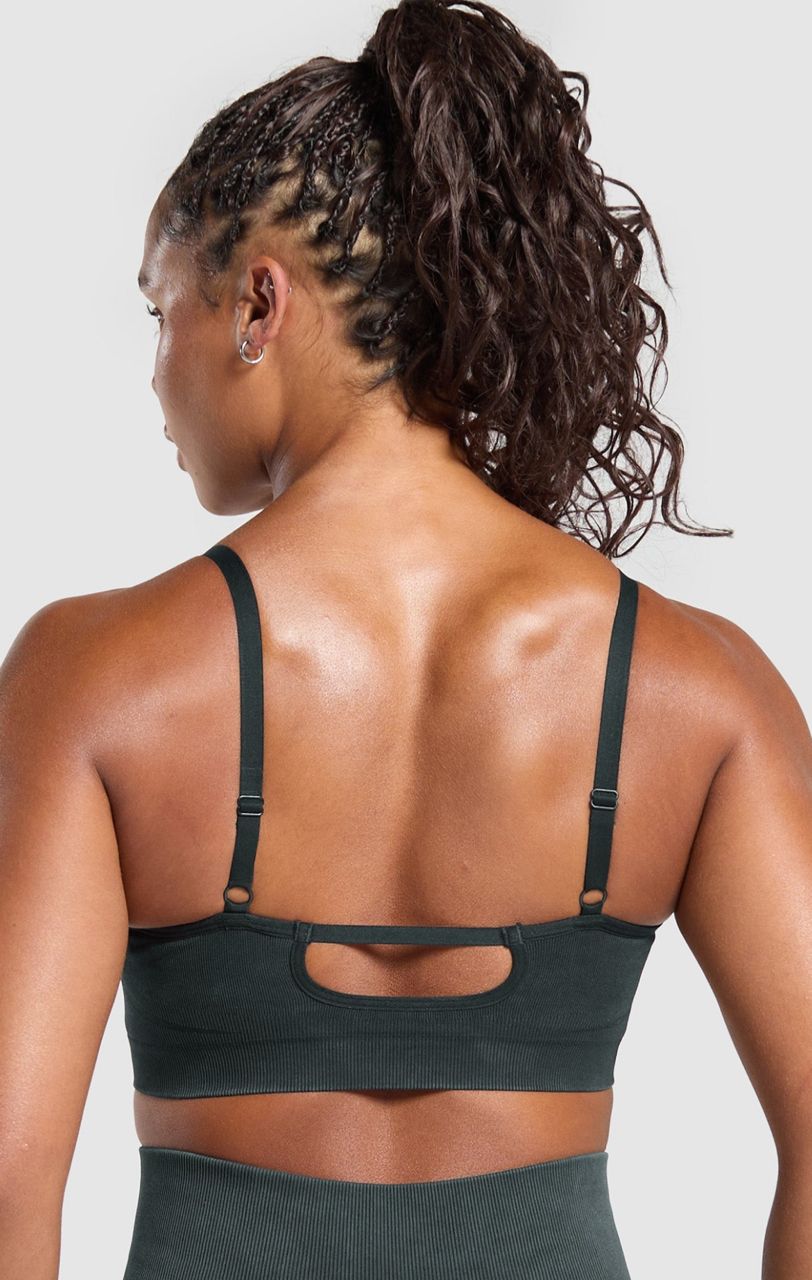 Gains Seamless Washed Sports Bra - Black | S
