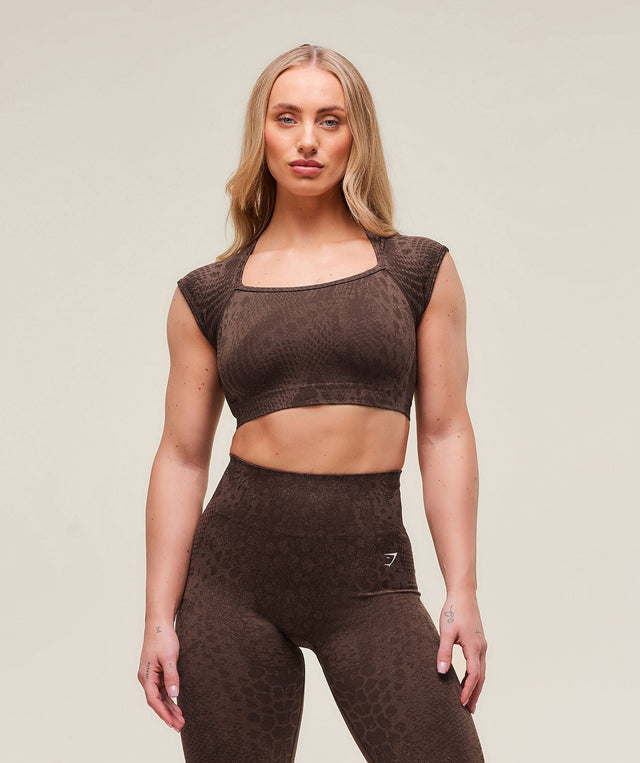 Adapt Animal X Whitney Seamless Crop Top - Brown | M