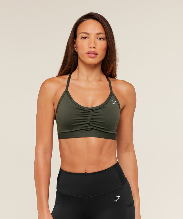 Ruched Sports Bra - Strength Green | M