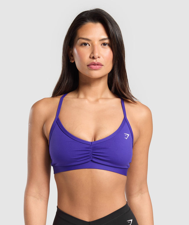 Ruched Strappy Sports Bra - Cobalt Purple | S