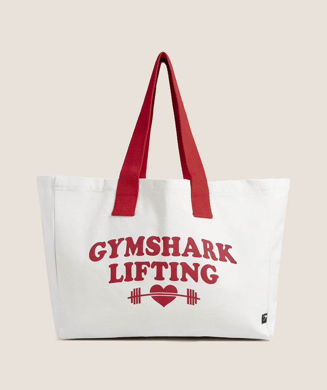 Love Lifting Graphic Tote Bag - Oat White