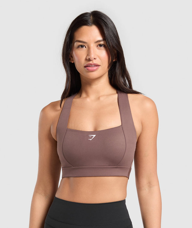 Square Neck Sports Bra - Soft Brown | S
