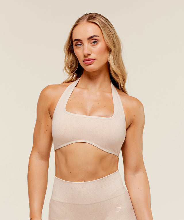 Adapt Fleck x Whitney Halterneck Sports Bra - Coconut White | S