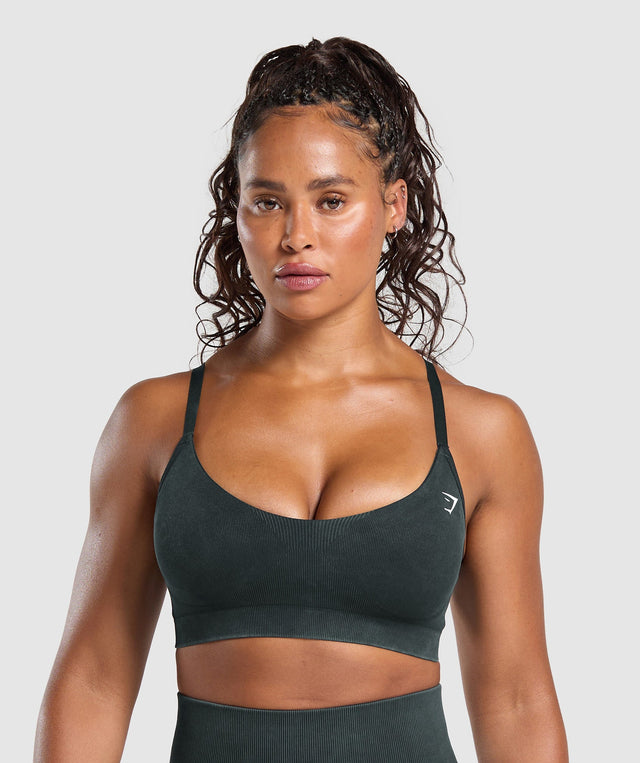 Gains Seamless Washed Sports Bra - Black | S